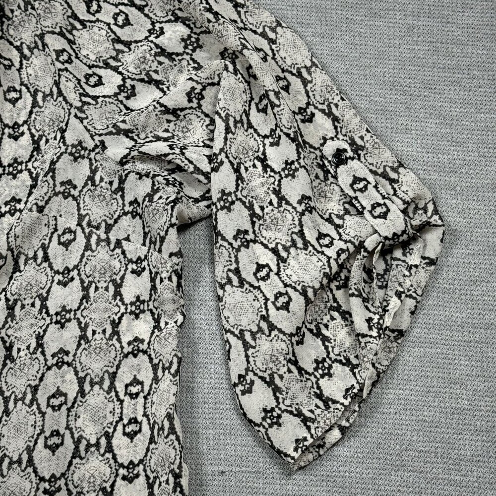 Como Vintage Snake Print Blouse Womens 2X Black Gray Long Sleeve Semi-Sheer - Picture 5 of 15